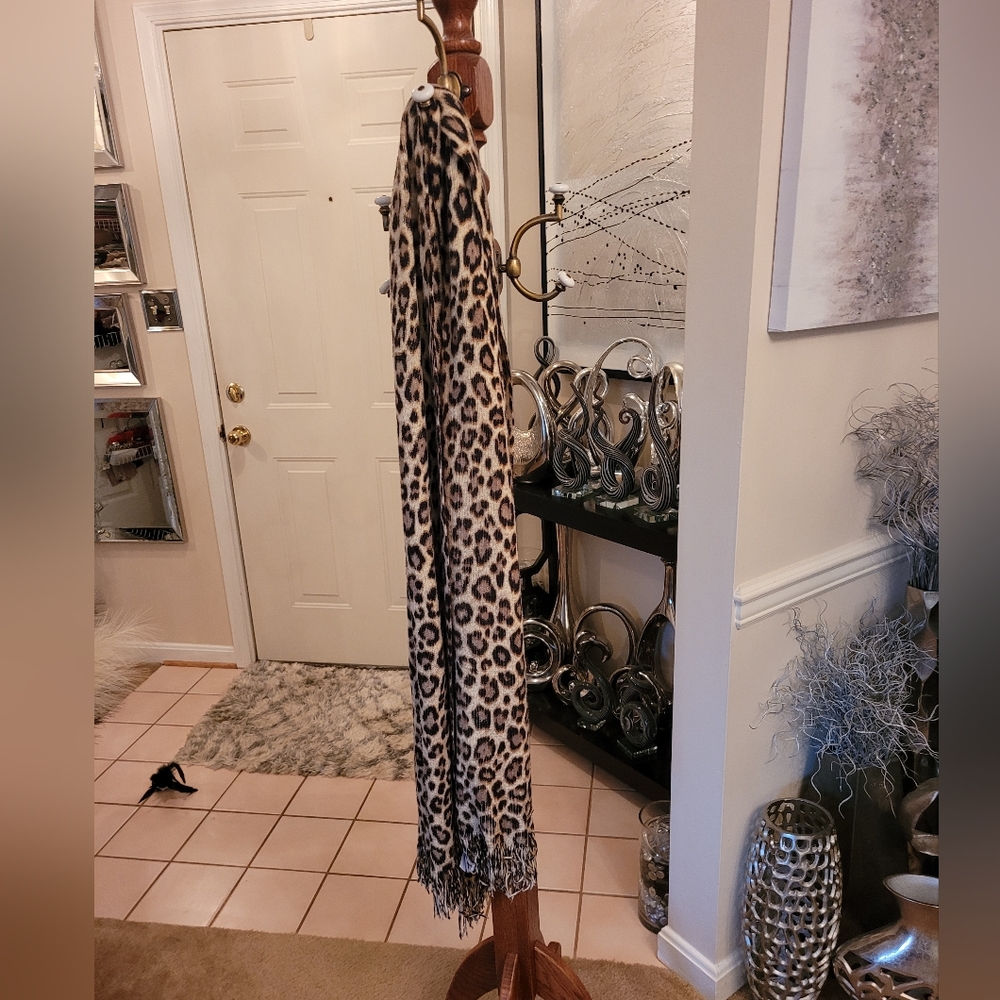 Michael Kors Long Leopard Print Scarf
